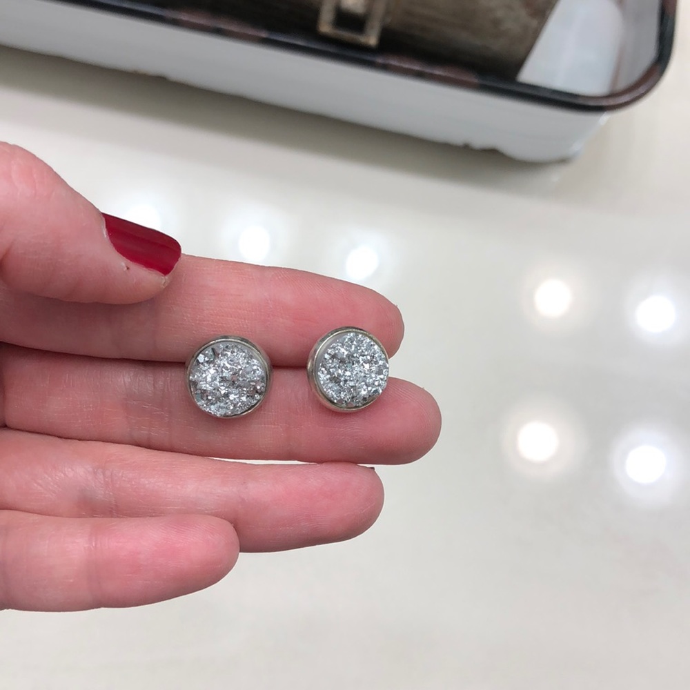 Silver druzy earrings